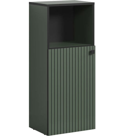 Bathroom storage unit - Sage green and black finish - L40 x H95 x D31 cm - PURE BLISS