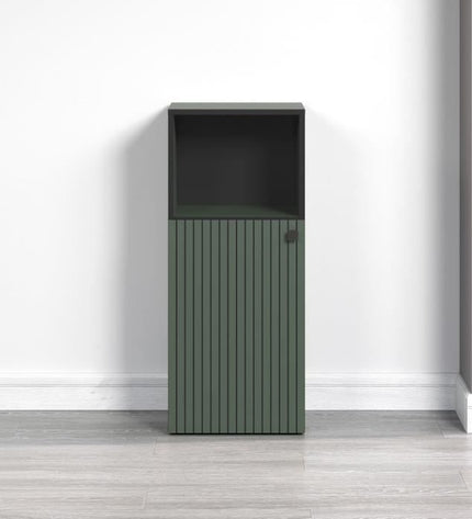 Bathroom storage unit - Sage green and black finish - L40 x H95 x D31 cm - PURE BLISS
