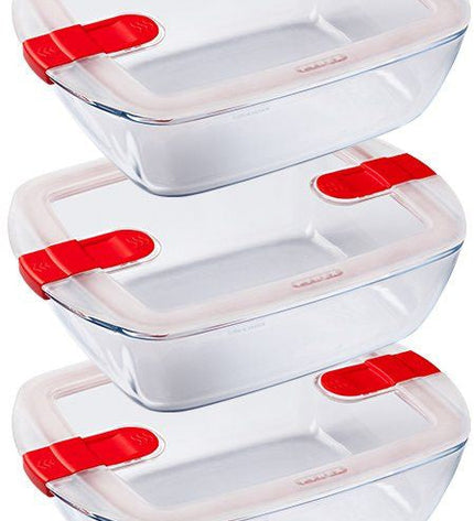 Ensemble de 3 plats rectangulaires Cook & Heat de 1,1 litre
