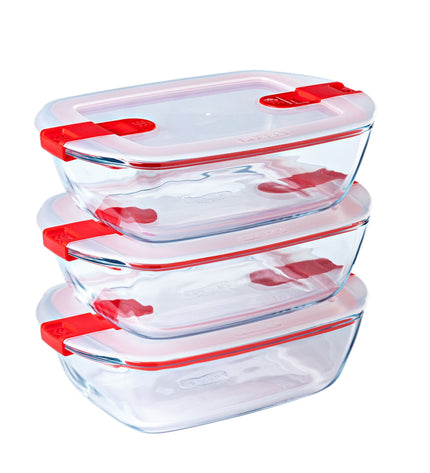 Ensemble de 3 plats rectangulaires Cook & Heat de 1,1 litre