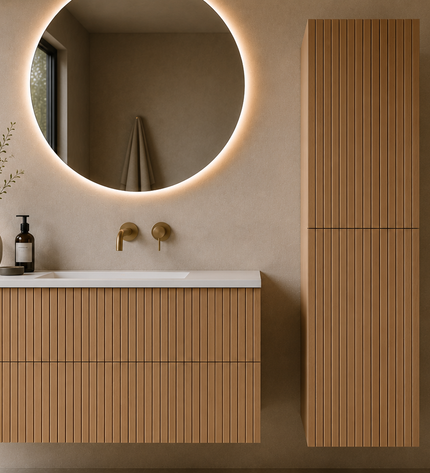 Houten badkamerkast Palm en Wave