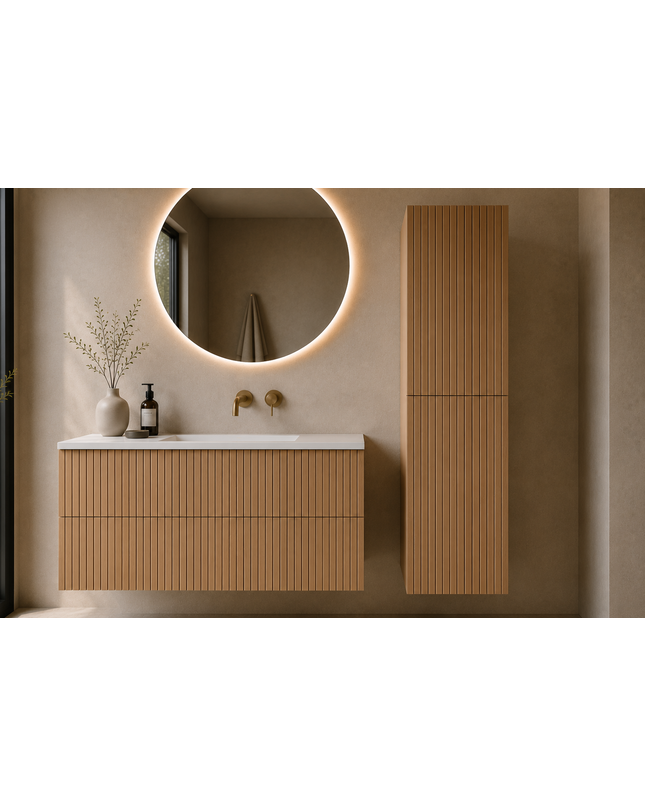 Houten badkamerkast Palm en Wave