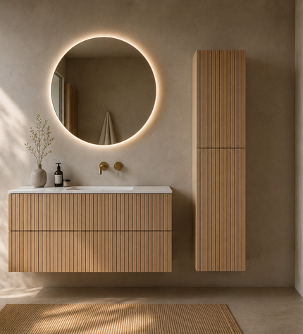 Houten badkamerkast Palm en Wave