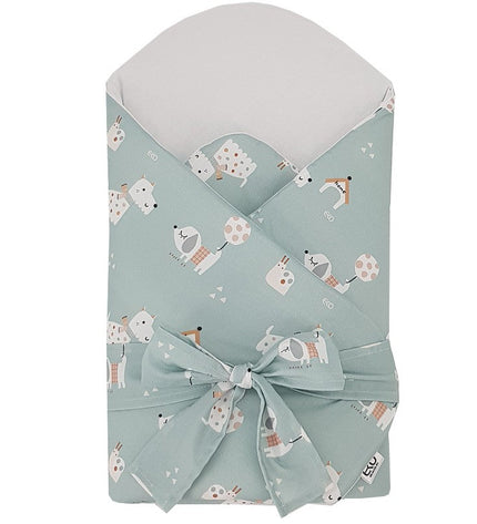 Printed Cotton Swaddle Blanket with Coconut Dogs