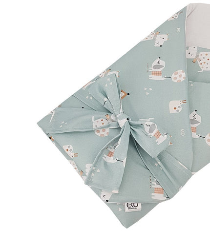 Printed Cotton Swaddle Blanket with Coconut Dogs