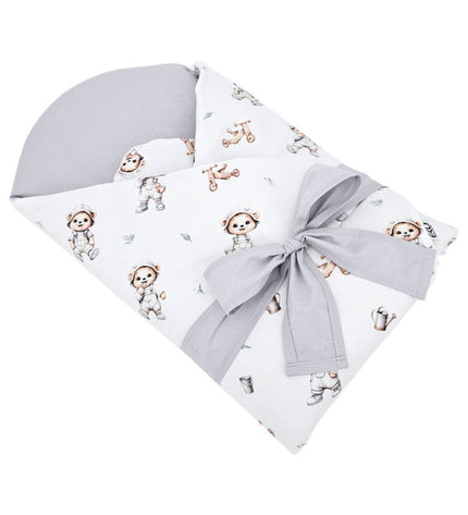 Printed cotton  swaddle blanket cone with coconut GARDENER BEAR