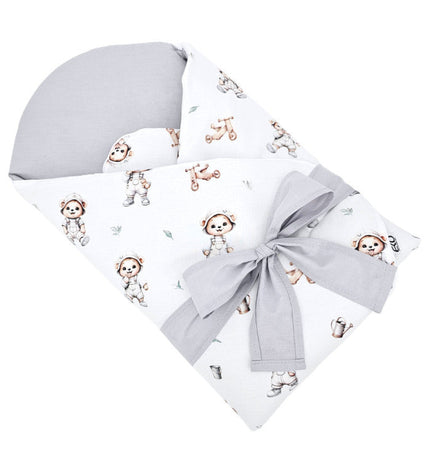 Printed cotton  swaddle blanket cone with coconut GARDENER BEAR