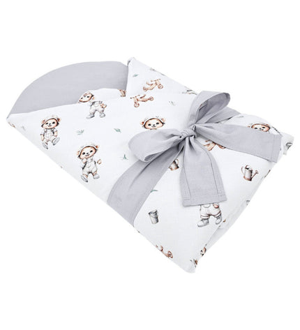 Printed cotton  swaddle blanket cone with coconut GARDENER BEAR