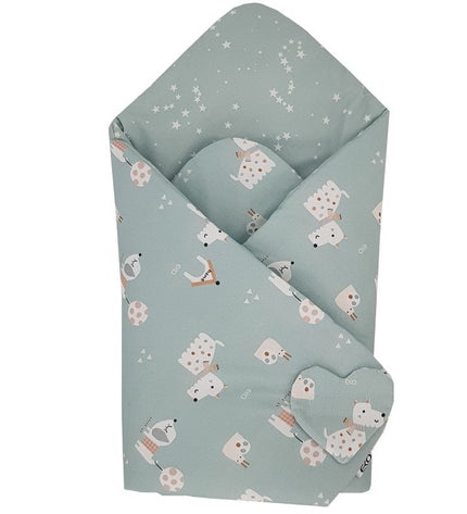 Double-sided printed cotton swaddle blanket — Dogs