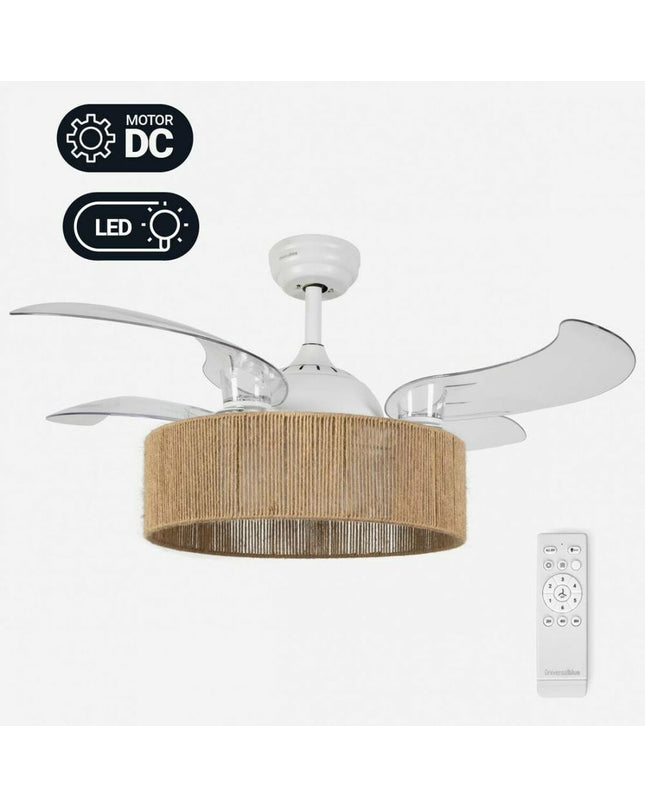 Universal Blue plafondventilator, 104 cm diameter, blue finish, 65W, for home cooling and ventilation.