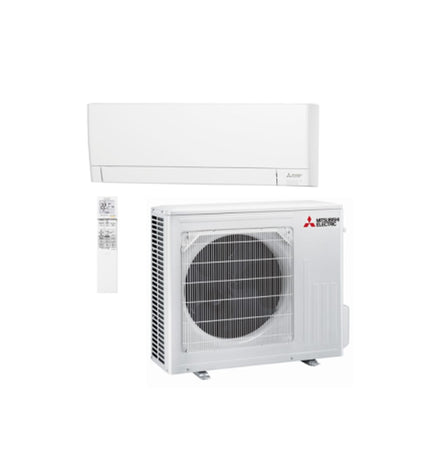 Mitsubishi Electric MSZAY42VGK portable air conditioner unit with digital display and vents, designed for home cooling.