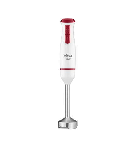 UFESA Pulsar600DELUX hand blender with red handle, 600W power, ideal for home cooking and small electric kitchen appliances
