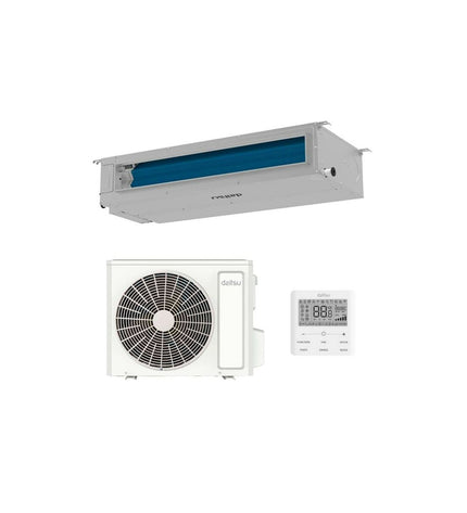 Daitsu portable air conditioner with digital display, 3000W power, sleek design, ideal for home cooling and comfort.