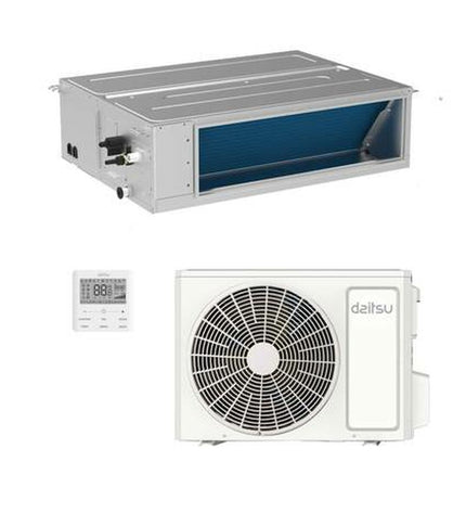Daitsu portable air conditioner model ACD24KDBS with digital display and vents, 2000W cooling power, for home and kitchen use.