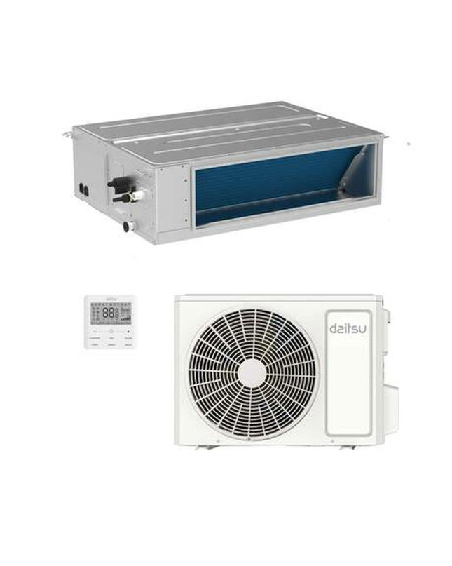 Daitsu portable air conditioner model ACD24KDBS with digital display and vents, 2000W cooling power, for home and kitchen use.