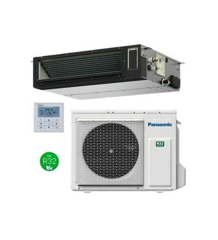Panasonic KIT100PF3Z5 10,000W portable air conditioner with Wi-Fi, R32 refrigerant, sleek design for home cooling and heating.
