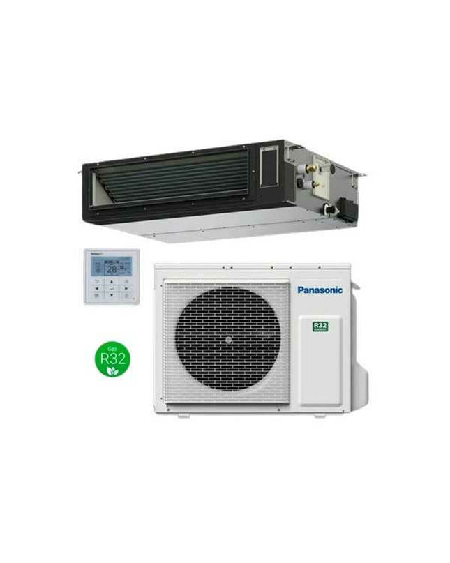 Panasonic KIT100PF3Z5 10,000W portable air conditioner with Wi-Fi, R32 refrigerant, sleek design for home cooling and heating.