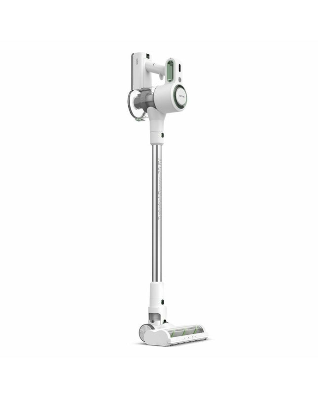Solac AE2505 white steel vacuum cleaner for home cleaning with a sleek design and ergonomic handle.