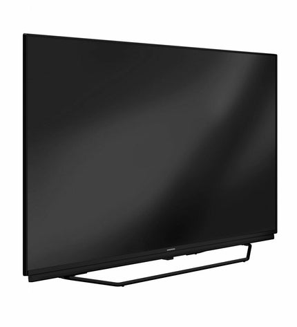 Grundig 55-inch Smart TV in black, sleek design with screen displaying vibrant colors, perfect for home entertainment.