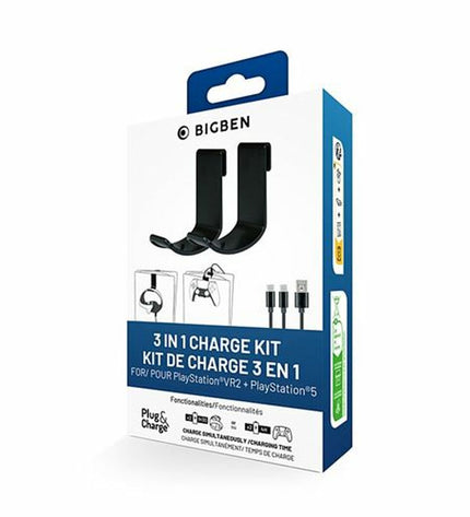 Nacon PS5 USB 3-in-1 charger for PlayStation 5 controllers, plug and play electronic gaming accessories.