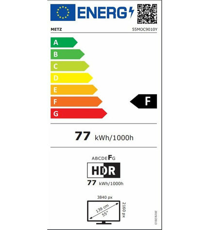 Metz 55MOC9010Y 55-inch Full HD OLED Smart TV displaying vibrant home entertainment content.