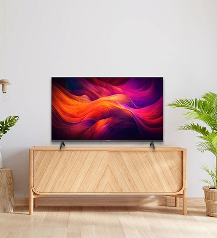 Metz 32-inch HD LED Smart TV displaying a screen with colorful images and a sleek black frame.