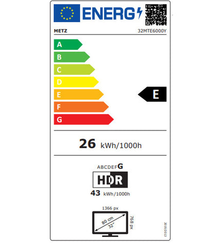 Metz 32-inch HD LED Smart TV displaying a vibrant screen, sleek black frame, and slim design for home entertainment.