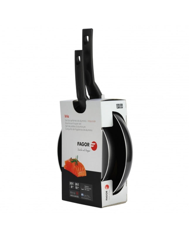 Fagor IRIS stainless steel frying pan with 20cm and 26cm diameters, suitable for house and kitchen cooking.