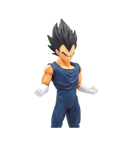 Banpresto Vegeta action figure from Dragon Ball, detailed toy with vibrant colors, standing pose, collectible anime character.