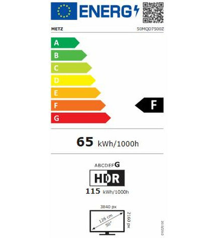 Metz 50MQD7500Z 4K Ultra HD QLED Smart TV displaying vibrant images on a 50-inch screen in a modern living room setting