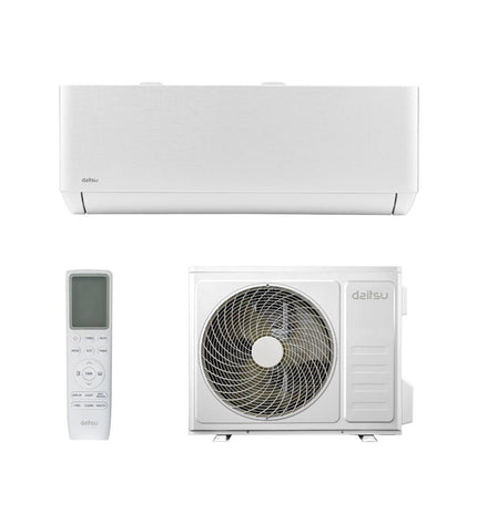 Daitsu portable air conditioner DS-9KTP-6 with 2500W cooling power and digital display, designed for home and kitchen use.