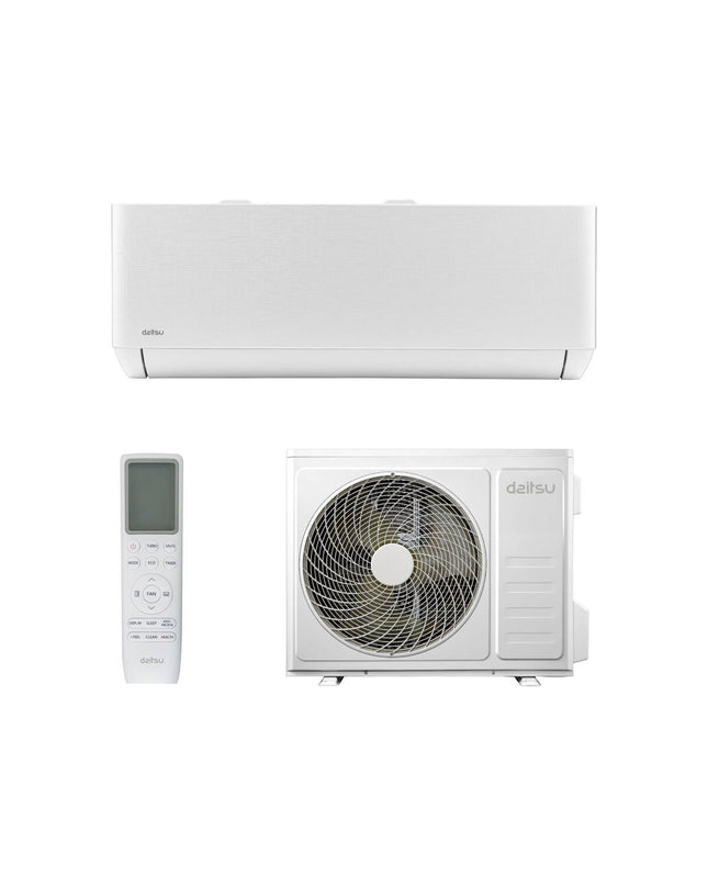 Daitsu portable air conditioner DS-9KTP-6 with 2500W cooling power and digital display, designed for home and kitchen use.