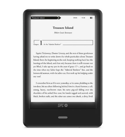 SPC 5615A black eBook reader with sleek design and screen display, electronic device for digital reading.