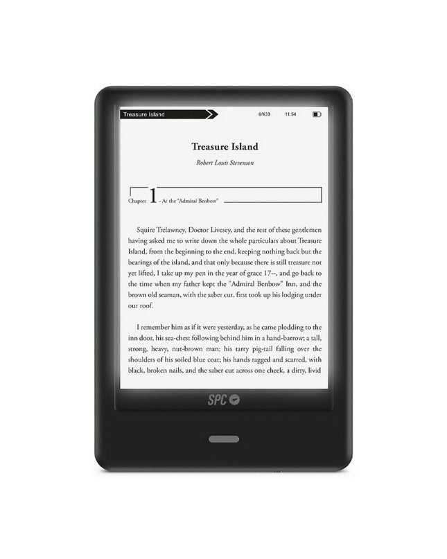 SPC 5615A black eBook reader with sleek design and screen display, electronic device for digital reading.