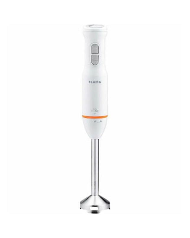 Flama Handblender 2032FL in stainless steel, compact electric kitchen tool for blending and mixing in home cooking.