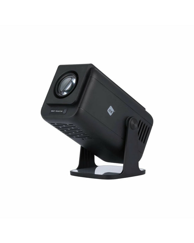 NK Projector NK TV350002 for home cinema, displaying a bright image on a wall in a modern living room setting.