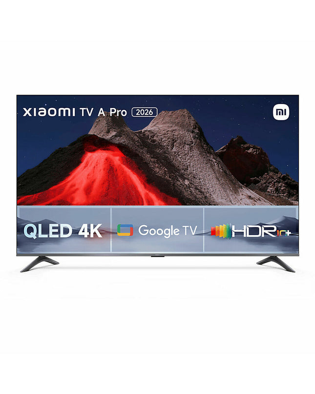 Xiaomi 65-inch A PRO 2026 4K Ultra HD QLED smart TV displaying vibrant images in a modern living room setting