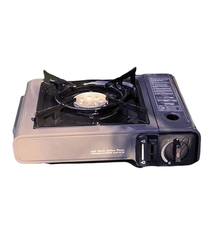Open Norte gasfornuis Open Norte BS102 outdoor camping stove with multiple burners and control knobs, suitable for outdoor cooking.