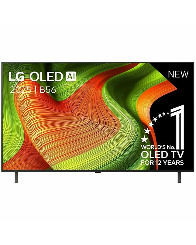 LG 55-inch 4K Ultra HD OLED Smart TV displaying vibrant HDR images in a modern living room setting
