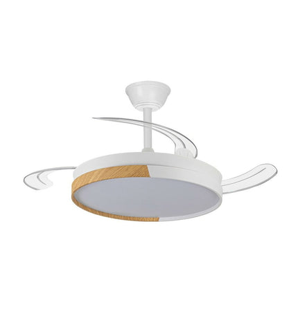 CristalRecord Retract Cristal ECORO 45W plafondventilator with transparent blades, compact design for home cooling and ventilation.