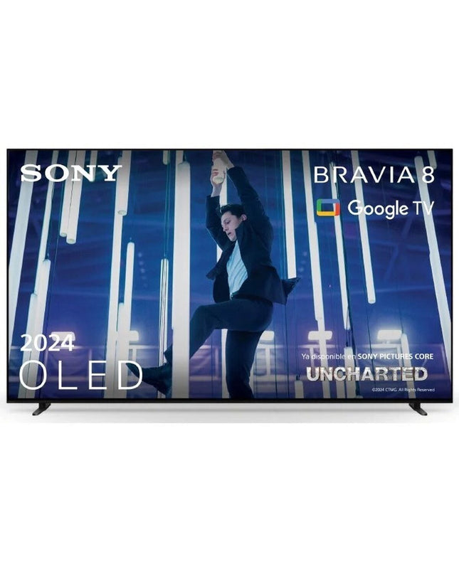 Sony K65XR8A 65-inch 4K Ultra HD OLED Smart TV displaying vibrant HDR visuals in a modern living room setting.