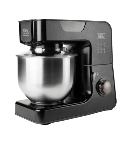 Black & Decker voedselverwerker in zwart, 1000W, 5,2L, compact keukenapparaat voor hakken en mengen.