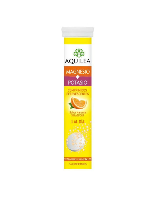 Aquilea voedingssupplement box with 14 units, featuring vitamin and mineral supplement packaging for health and personal care.