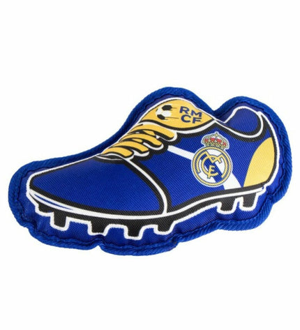 Real Madrid C.F. blue dog toy, 10x30x7 cm, designed for dogs, featuring team branding and durable material.