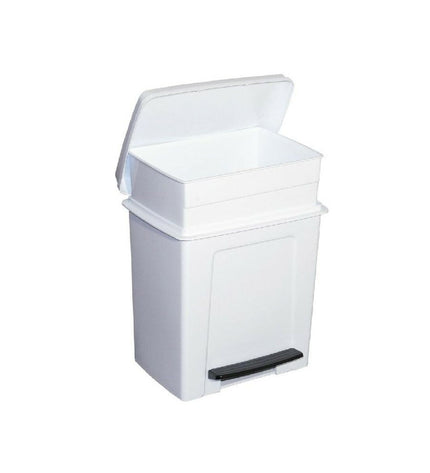 White 8L pedal trash bin from BigBuy Home, suitable for household kitchen and storage organization.
