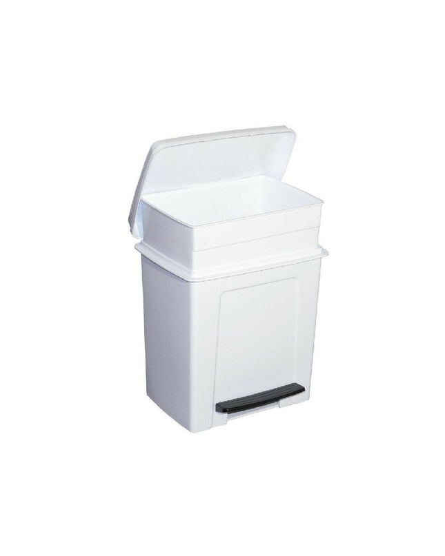 White 8L pedal trash bin from BigBuy Home, suitable for household kitchen and storage organization.
