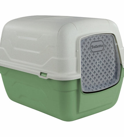 Set of 7 Georplast plastic cat litter boxes, 52x40x40 cm, suitable for cats, with smooth edges and sturdy design.
