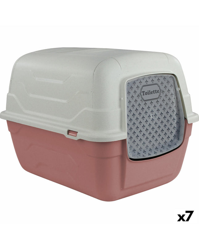 Set of seven Georplast plastic cat litter boxes, 52x40x40 cm, designed for easy cleaning and feline comfort.