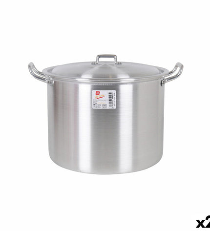 Set of two BigBuy Cooking aluminum casserole pans with lids, 36x30x26 cm, ideal for home cooking and kitchen use