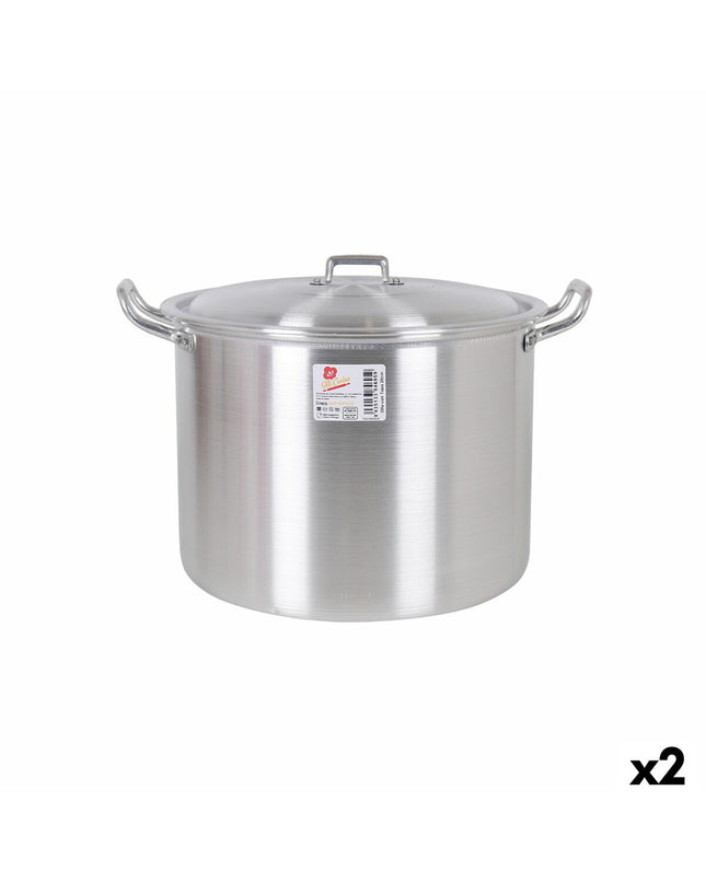 Set of two BigBuy Cooking aluminum casserole pans with lids, 36x30x26 cm, ideal for home cooking and kitchen use